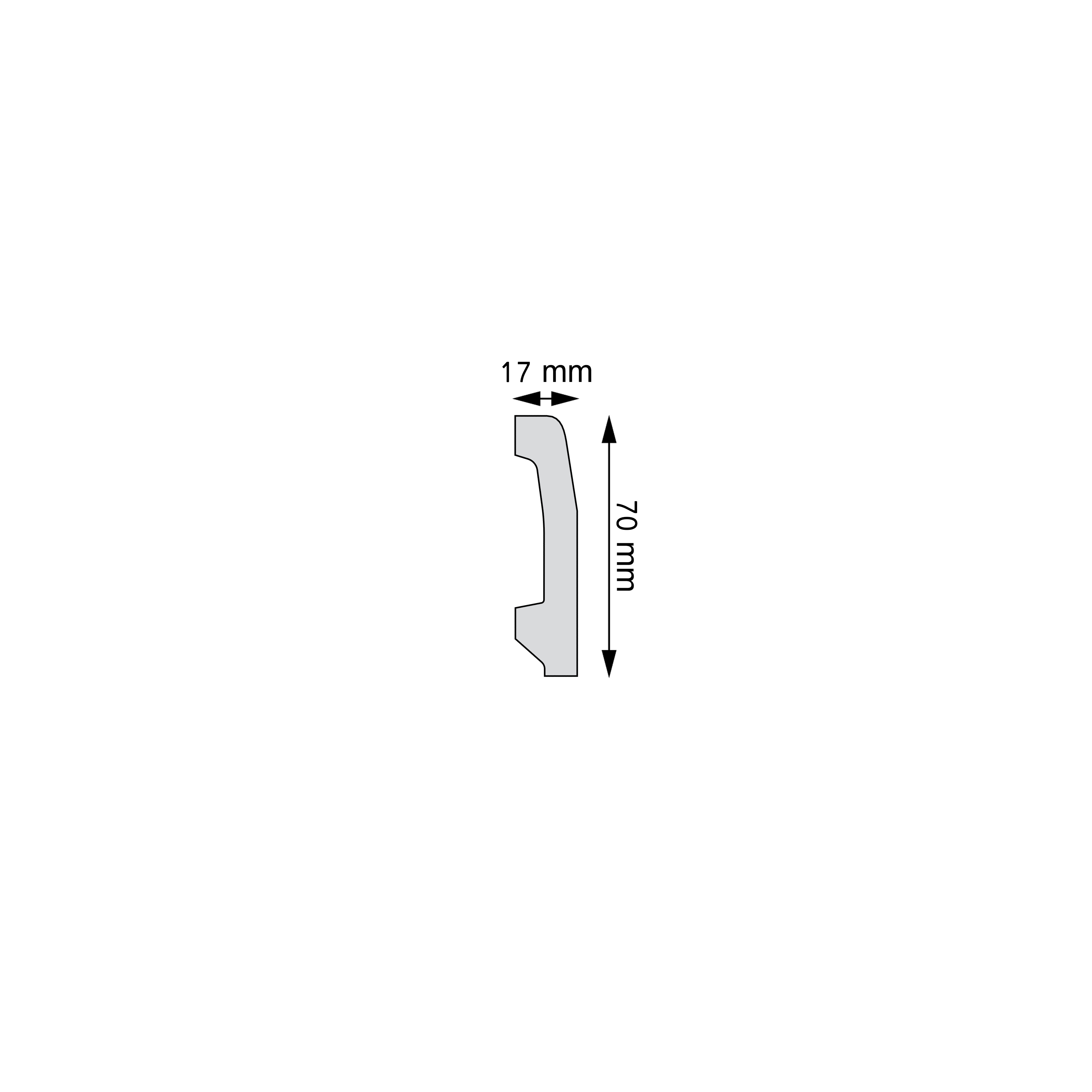 Soklová lišta 6.53.106 – bílý dekorativní cokól 70x22x2000 mm – plánek