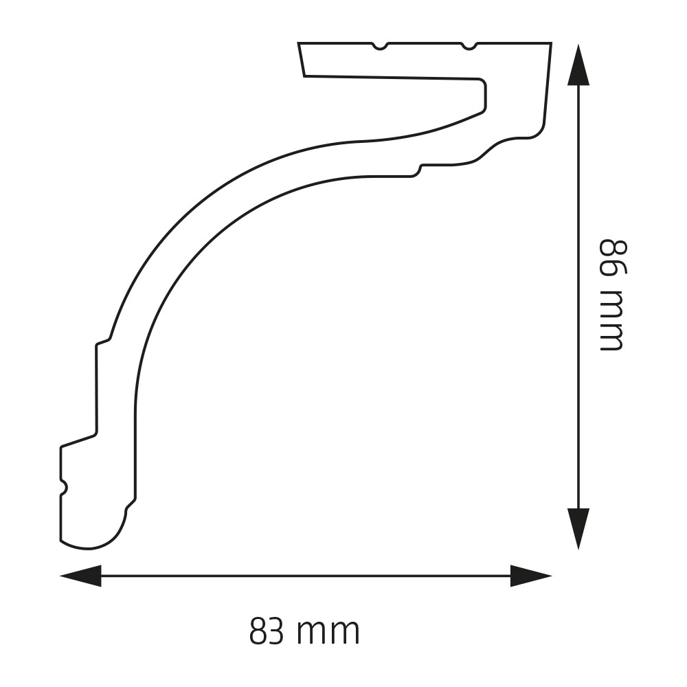 Maskovnice karnýžů, Gzymsová lišta Creativa LIGHTBLOCKER LK-05 | 244cm – plánek