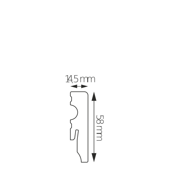 Soklová lišta MDF bílá RAL9003 malovaná LMDF-01M – plánek