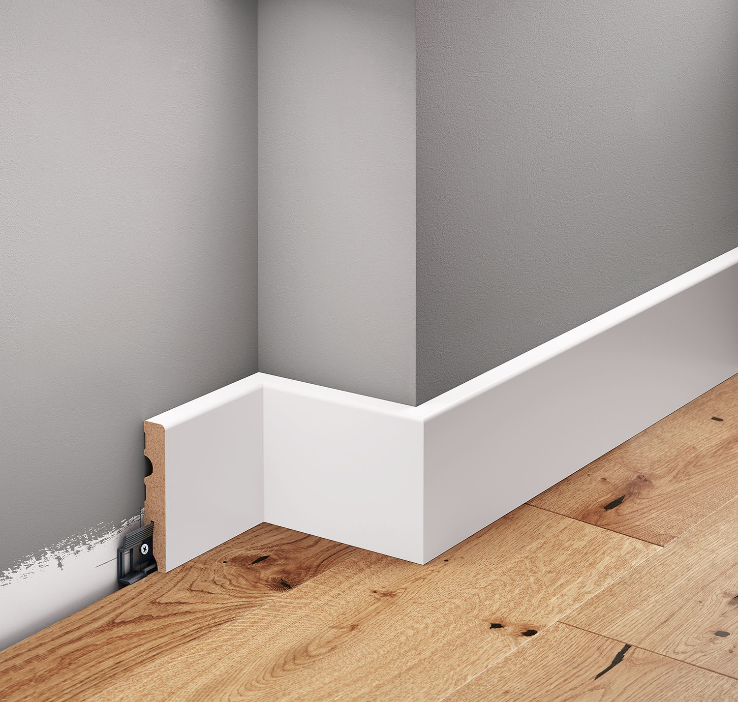 Soklová lišta MDF bílá laminovaná LMDF-04 – plánek