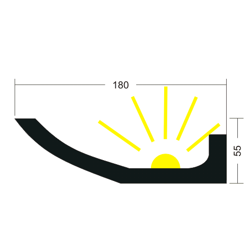 Světelná hladká lišta LOC-01 244 cm – plánek