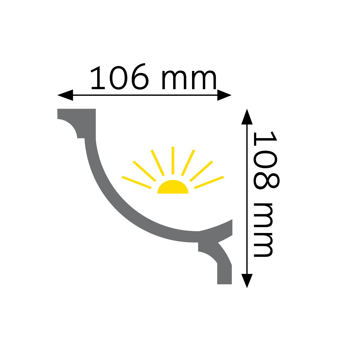 Světelná hladká lišta LOC-04 244 cm – plánek