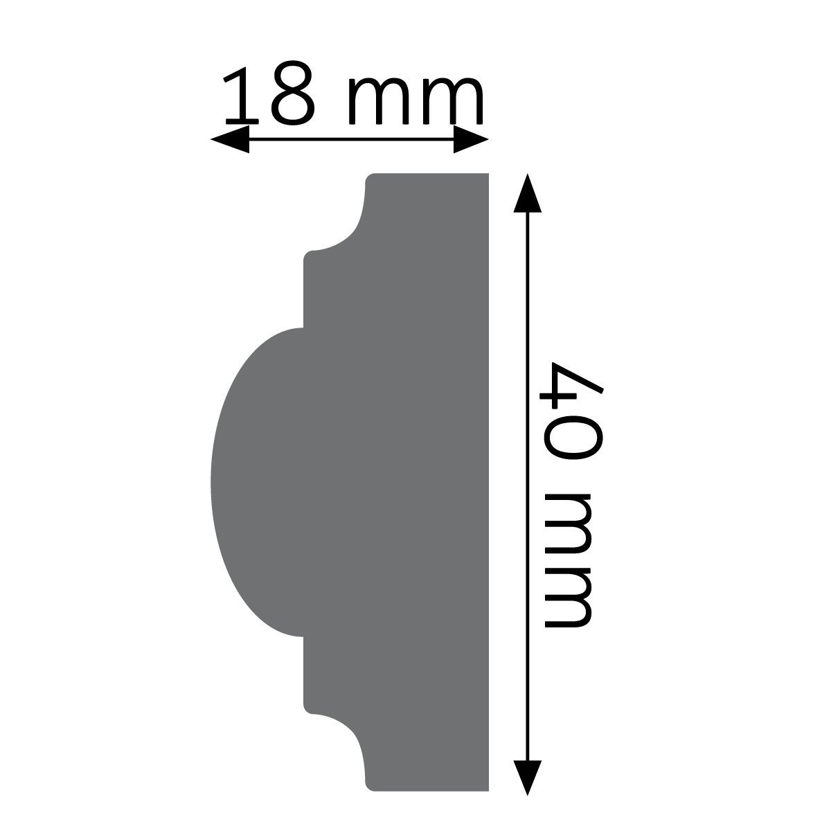 Hladká stěnová lišta Creativa LPC-02 – plánek