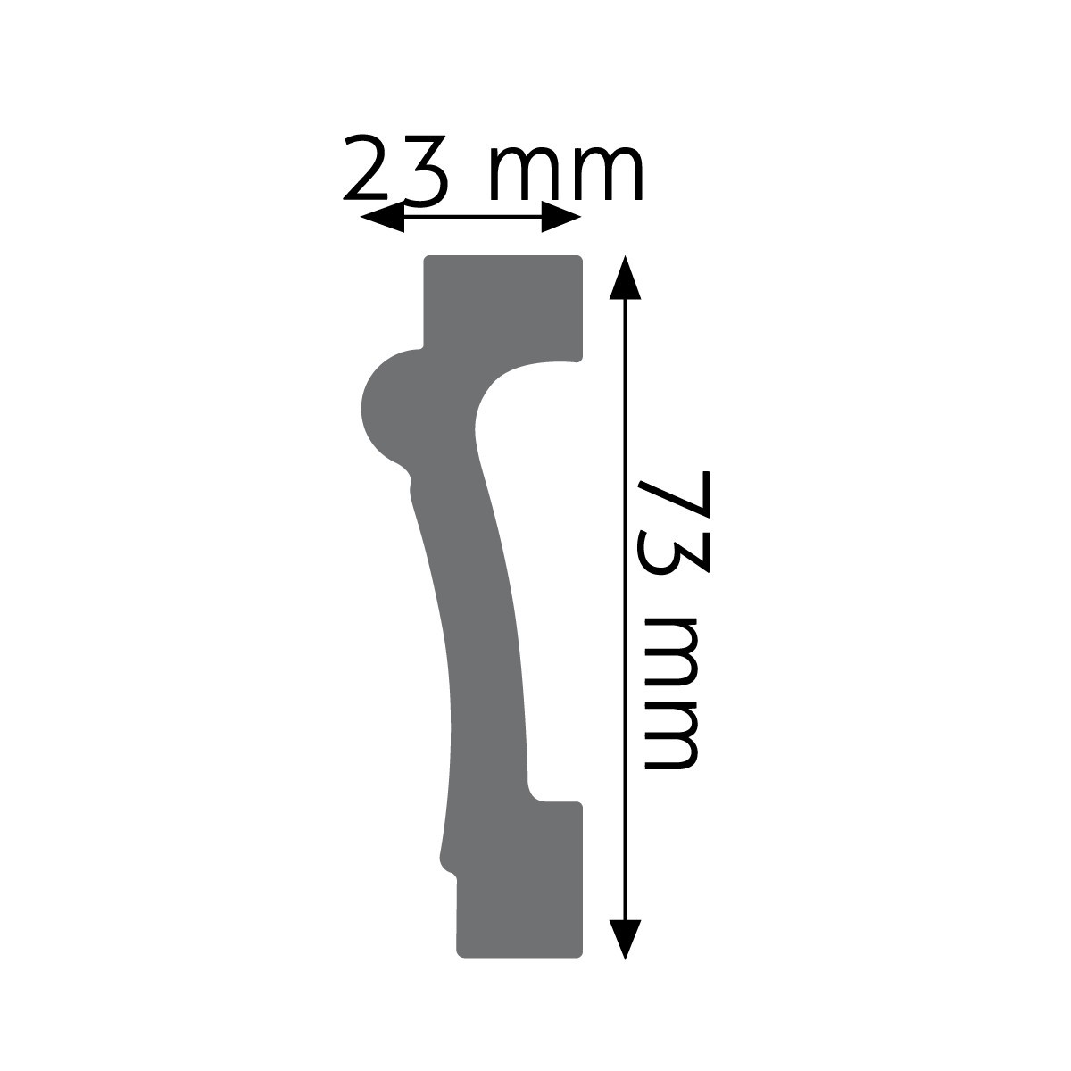 Stěnová lišta Creativa LPC-05 / 244 cm – plánek