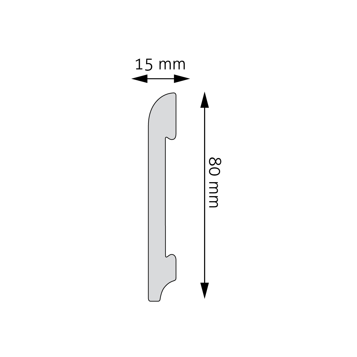 Černá barwená soklová lišta Creativa LPC-11 RAL9005 244cm – plánek