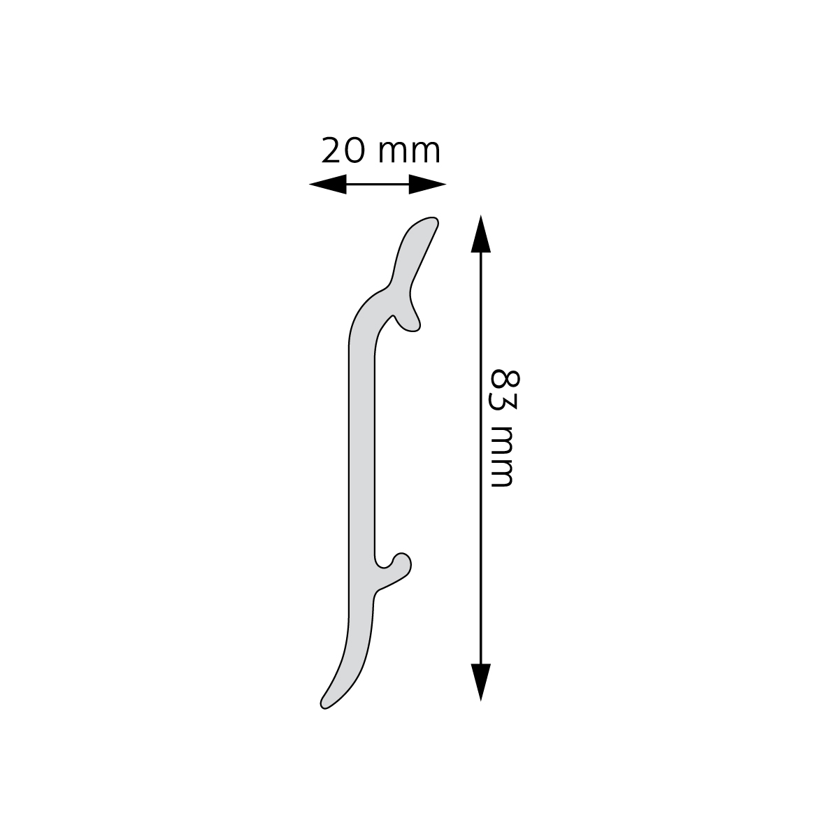 Soklová lišta, cokol Creativa LPC-16 244 cm – plánek
