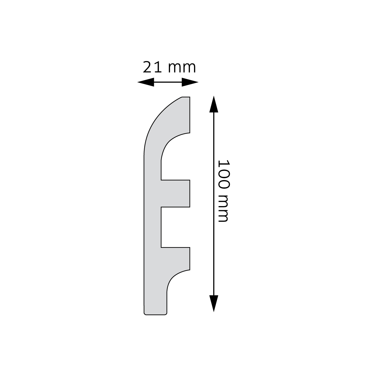 Lakovaná barevná soklová lišta Creativa LPC-19M RAL / 244cm – plánek