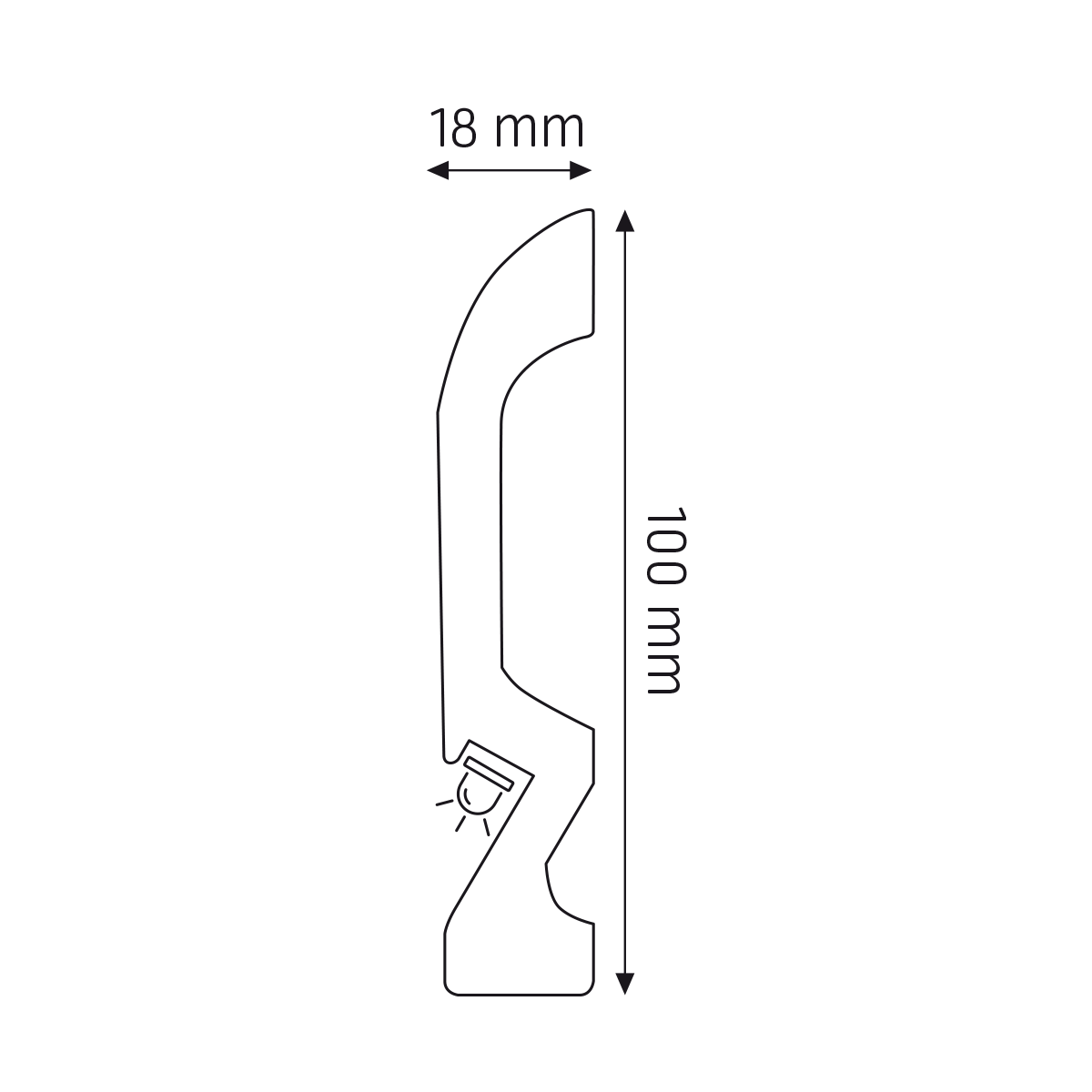 Světelná soklová lišta Creativa LPC-19LE 244cm – plánek