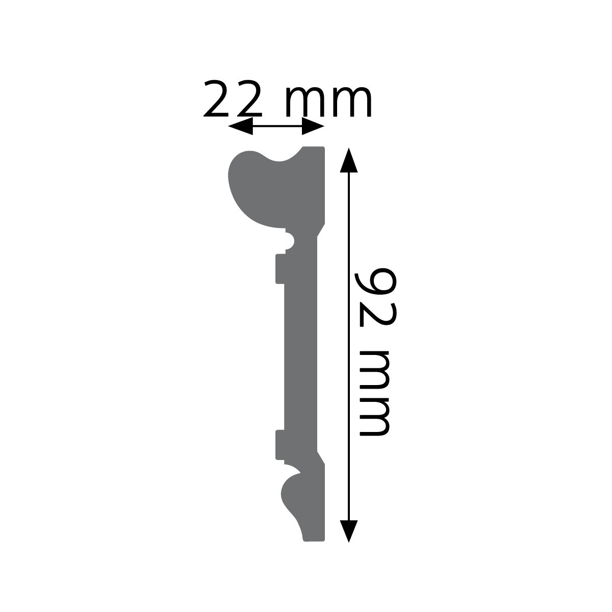Hladká stěnová lišta Creativa LPC-21 – plánek