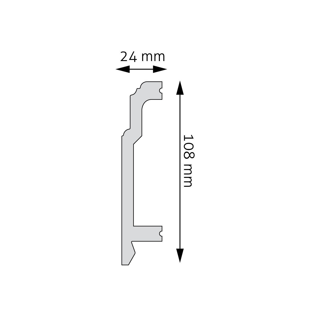 Lakovaná barevná soklová lišta Creativa LPC-26M RAL / 244cm – plánek