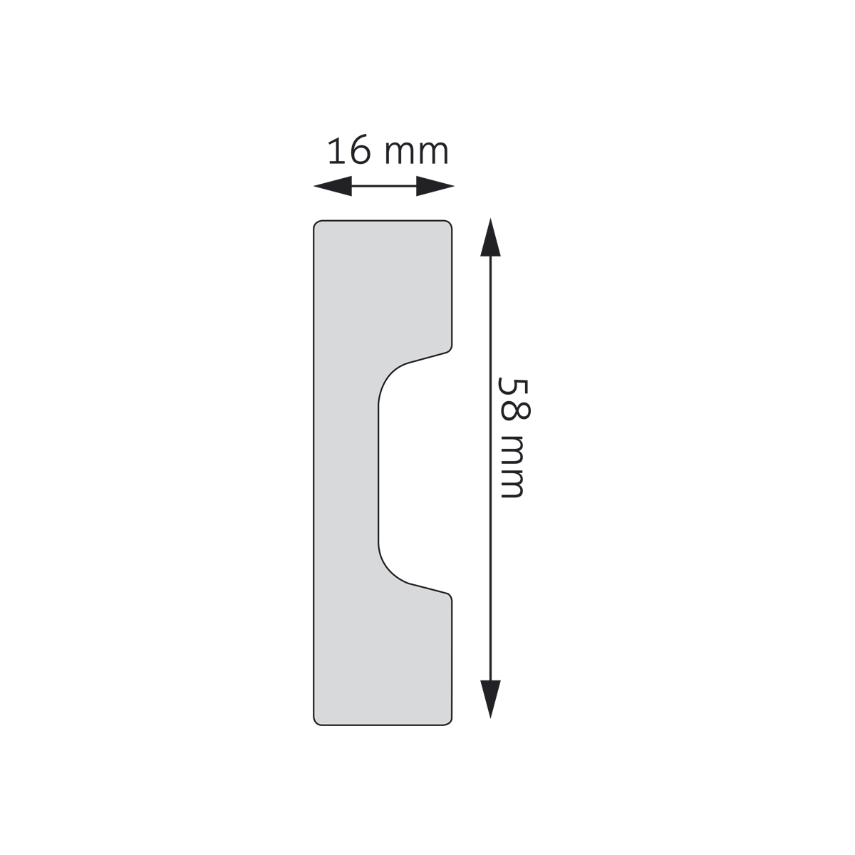 Lakovaná barevná soklová lišta Creativa LPC-27M RAL 244cm – plánek