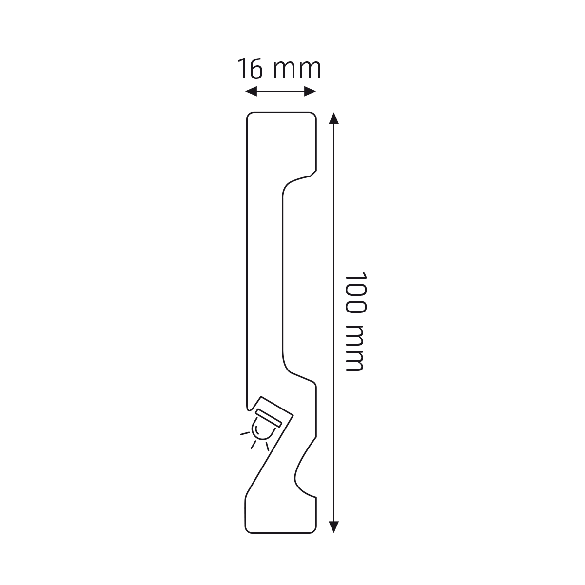 Světelná soklová lišta Creativa LPC-29LE 244cm – plánek