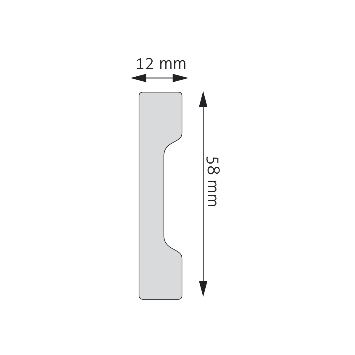 Lakovaná soklová lišta Creativa, LPC-32M RAL, 244 cm – plánek